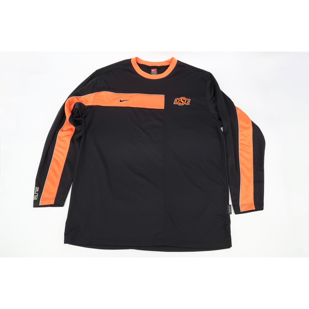 Nike Oklahoma State Cowboys Elite Shirt Black‎ Orange Long Sleeve Jersey Mens XL